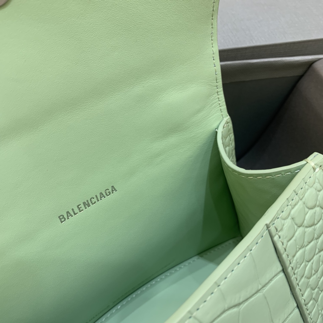 Balenciaga Hourglass XS Handbag Crocodile Embossed Shoulder Bag 